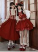 As You Wish Series New Year Festive Chinoiserie Red Sweet Lolita Short Overalls Skirt Shirt Plush Glowing Tassel Vest Set