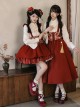 As You Wish Series New Year Festive Chinoiserie Red Sweet Lolita Short Overalls Skirt Shirt Plush Glowing Tassel Vest Set