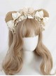 Plush Brown Bear Ears Kawaii Versatile Sweet Lolita Small Bell Satin Bowknot Ruffles Headband