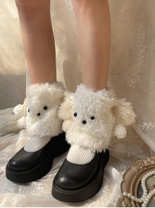 Autumn Winter Japanese Style Cute Lamb Wool Kawaii Fashion Cartoon Big Eared Puppy Lolita Leg Covers