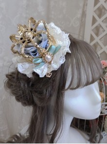 European Retro Gorgeous Noble Palace Style Pearl Bowknot Classic Lolita Headdress Hairpin Crown