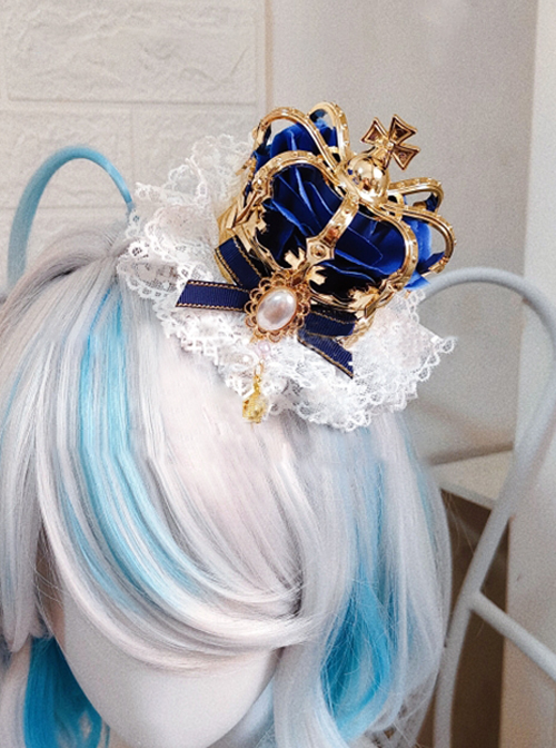 European Retro Gorgeous Noble Palace Style Pearl Bowknot Classic Lolita Headdress Hairpin Crown