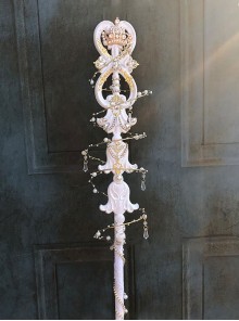 Handmade Classic Lolita Palace Rococo Style Angel Platinum Bride Holy Girl Tea Party Witch Staff Cane