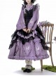 Butterfly Orchid Garden Series Chinoiserie Purple Classic Lolita Cover Up Apron Tassel Long Sleeve Dress Set