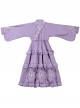 Butterfly Orchid Garden Series Chinoiserie Purple Classic Lolita Cover Up Apron Tassel Long Sleeve Dress Set