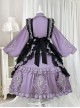 Butterfly Orchid Garden Series Chinoiserie Purple Classic Lolita Cover Up Apron Tassel Long Sleeve Dress Set