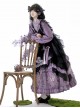 Butterfly Orchid Garden Series Chinoiserie Purple Classic Lolita Cover Up Apron Tassel Long Sleeve Dress Set