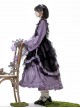 Butterfly Orchid Garden Series Chinoiserie Purple Classic Lolita Cover Up Apron Tassel Long Sleeve Dress Set