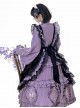 Butterfly Orchid Garden Series Chinoiserie Purple Classic Lolita Cover Up Apron Tassel Long Sleeve Dress Set