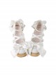 Cream Satin Series Bowknot Straps Patent Leather Sweet Lolita Cute Round Toe Wood Grain Platform Shoes