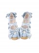 Cream Satin Series Bowknot Straps Patent Leather Sweet Lolita Cute Round Toe Wood Grain Platform Shoes