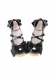 Cream Satin Series Bowknot Straps Patent Leather Sweet Lolita Cute Round Toe Wood Grain Platform Shoes