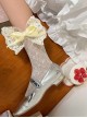 Ballet Dance Style Lace Pattern Ribbon Big Bowknot Sweet Lolita Cute Middle Tube Socks