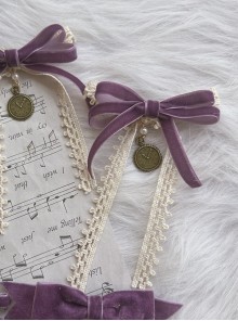 Grape Purple Bowknot Pearl Exquisite Clock Pendant Classic Lolita Lace Tassels Hairpin