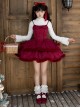 Winter Wish Series Fall Winter Christmas Sweet Lolita Plush Fur Edges Tighten Waist Sleeveless Dress