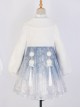 Snow Dragon Story Series Improved Sweet Lolita Fall Winter Daily Woolen Short Coat Blue Snowflake Dress Set