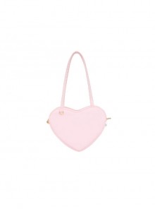 Cute Versatile Student Heart Shape Sweet Lolita Kawaii JK Uniform Love Shoulder Bag