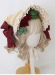 Elegant Forest Girl Artificial Rose Hairpin Side Bowknot Classic Lolita Flat Straw Lace Sun Hat