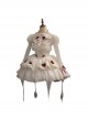 Red Moth Series White Plush Ruffles Gothic Lolita Tighten Waist Off Shoulder Spliced Sleeves Dress