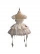 Red Moth Series White Plush Ruffles Gothic Lolita Tighten Waist Off Shoulder Spliced Sleeves Dress