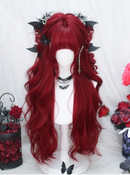 Hoshino Series Halloween Witch Straight Bangs Red Long Big Wave Curly Hair Gothic Lolita Wig