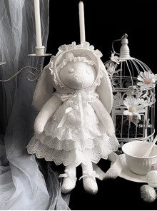 Ragdoll Box Little Lamb Yuki Series  White Sweet Lace Gothic Lolita Doll Bag Backpack Dress Hat Set