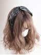 Black PU Wrinkled Texture Heart Metal Buckle Chain Versatile Punk Lolita Sweet Cool Headband