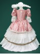 Children Princess Pink Stage Show Drama European Style Court Classic Lolita Puff Sleeves Dress