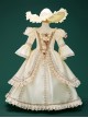 Champagne Apricot Child Girl Drama Stage Photograph Show Empire Style Classic Lolita Sun Hat Long Sleeves Dress