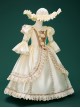 Champagne Apricot Child Girl Drama Stage Photograph Show Empire Style Classic Lolita Sun Hat Long Sleeves Dress