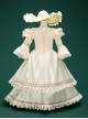 Champagne Apricot Child Girl Drama Stage Photograph Show Empire Style Classic Lolita Sun Hat Long Sleeves Dress