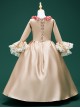 Khaki Retro Palace Gorgeous Lady Style Child Drama Stage Classic Lolita Cosplay Girl Long Sleeves Ruffles Dress