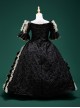 Black Texture Retro Palace Gorgeous Child Drama Stage Classic Lolita Cosplay Girl Ruffles Lace Puff Sleeves Dress