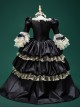 Black Dark Retro Palace Gorgeous Drama Stage Classic Lolita Ruffles Lace Yarn Puff Long Sleeves Child Dress