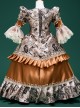 Brown Retro Palace Noble Gorgeous Baroque Princess Style Drama Stage Classic Lolita Ruffles Lace Yarn Child Dress