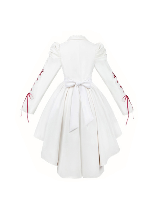 Heart Of Mary Series White Elegant Short Front Long Back Classic Lolita Slim Fit Long Sleeves Palace Style Improved Coat