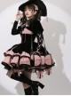 Landmine Girl Y2K Black Pink Girded Slim Gothic Lolita Cross Lace Ruffles Sweet Cool Sleeveless Dress Coat Set