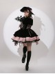 Landmine Girl Y2K Black Pink Girded Slim Gothic Lolita Cross Lace Ruffles Sweet Cool Sleeveless Dress Coat Set