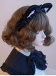 Cute Soft Girl Black Pink Sweet Lolita Handmade Plush Cat Ear Ruffles Bowknot Headband