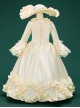 Creamy Yellow Noble Lady Retro Palace Gorgeous Garden Tea Party Classic Lolita Long Sleeves Child Hat Dress