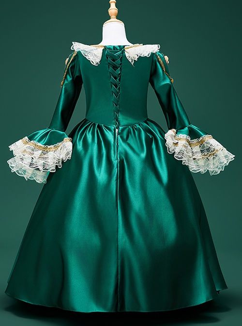 Emerald Green Noble Lady Retro Palace Gorgeous Stage Costumes Baroque Classic Lolita Long Sleeves Child Dress