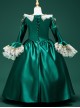 Emerald Green Noble Lady Retro Palace Gorgeous Stage Costumes Baroque Classic Lolita Long Sleeves Child Dress