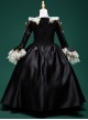 Noble Lady Retro Royal Court Gorgeous Stage Costumes Lace Baroque Classic Lolita Long Sleeves Child Black Dress