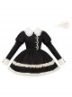 Rabbit And Alice Series Fall Winter Sweet Lolita Ruffles Doll Collar Puff Long Sleeves Belt Fur Edges Dress