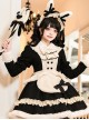 Rabbit And Alice Series Fall Winter Sweet Lolita Versatile Bowknot White Plush Apron Saliva Towel Set