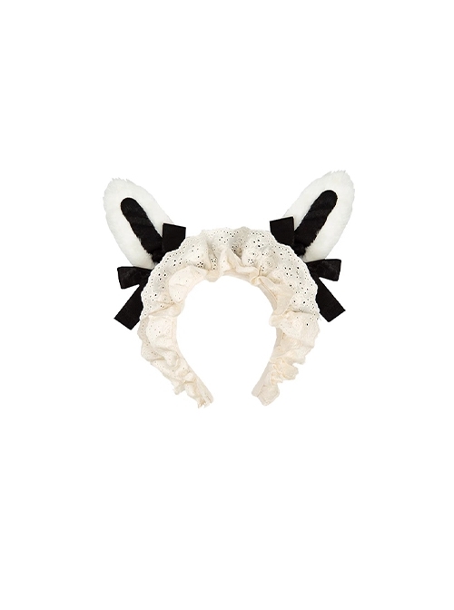 Rabbit And Alice Series Lace Ruffles Sweet Lolita Bowknot Cute Plush Bunny Ears Headband