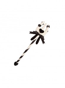 Rabbit And Alice Series Soft Plush Sweet Lolita Black White Stripe Dessert Fork Magic Wand Cane