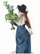 Silent Forest Series Elegant Retro Pictorial Blue Classic Lolita Bowknot Lace Shawl Layered Hem Long Dress