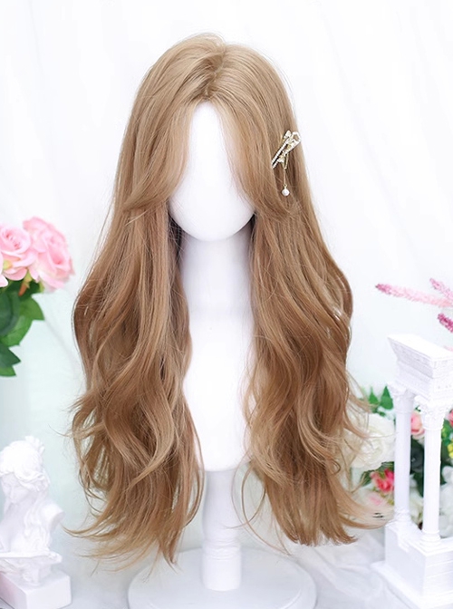 Misfortune Series Fluffy Versatile Elegant Mid Split Long Curly Blond Hair Classic Lolita Golden Wig