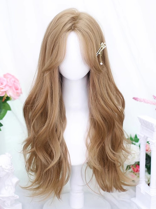 Misfortune Series Fluffy Versatile Elegant Mid Split Long Curly Blond Hair Classic Lolita Golden Wig